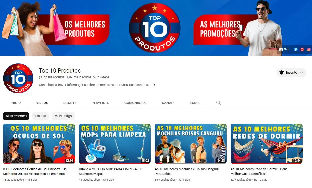 Canal do Youtube de Review de Produtos